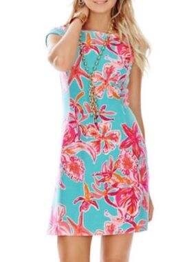 Lilly Pulitzer Sonny dress in Sea Blue Via Sunny Floral Colorful Size Small
